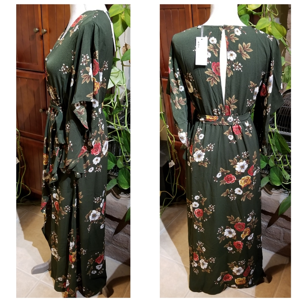 SALE! L LEFT! ποΈ Bohemian Front Wrap Floral Dress - Picture 5 of 12